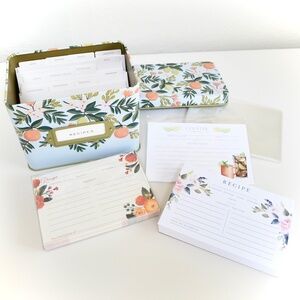 Rifle Paper Co Citrus Floral Tin Recipe Card Box & Recipe Card Bundle